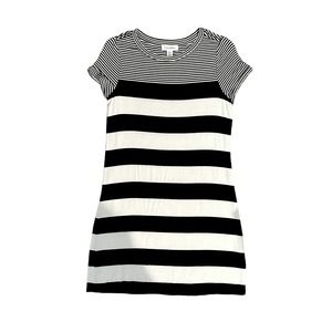 Calvin Klein Black White Striped Dress Womens Size S